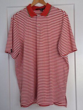 RLX Ralph Lauren Golf Polo Shirt Mens XL Red White Stripe Performance Stretch